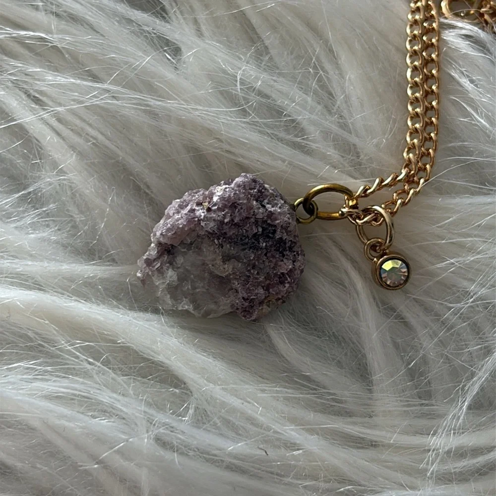 SOLD Handcrafted Gold Amethyst Pendant 16” Necklace - Picture 2 of 4